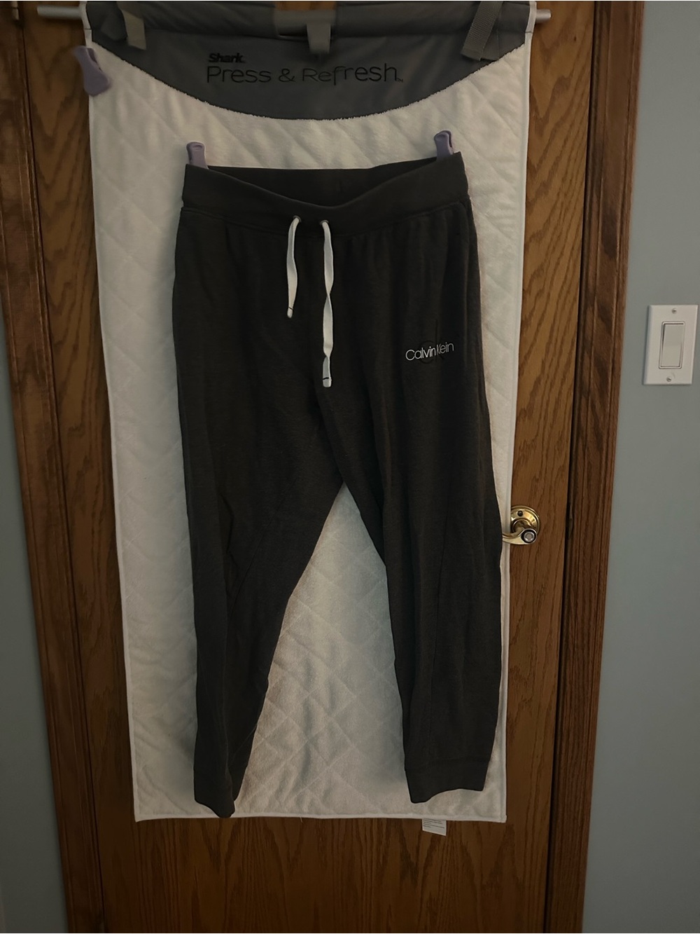 Calvin Klein Dark Charcoal Jogger Pants with White Drawstring